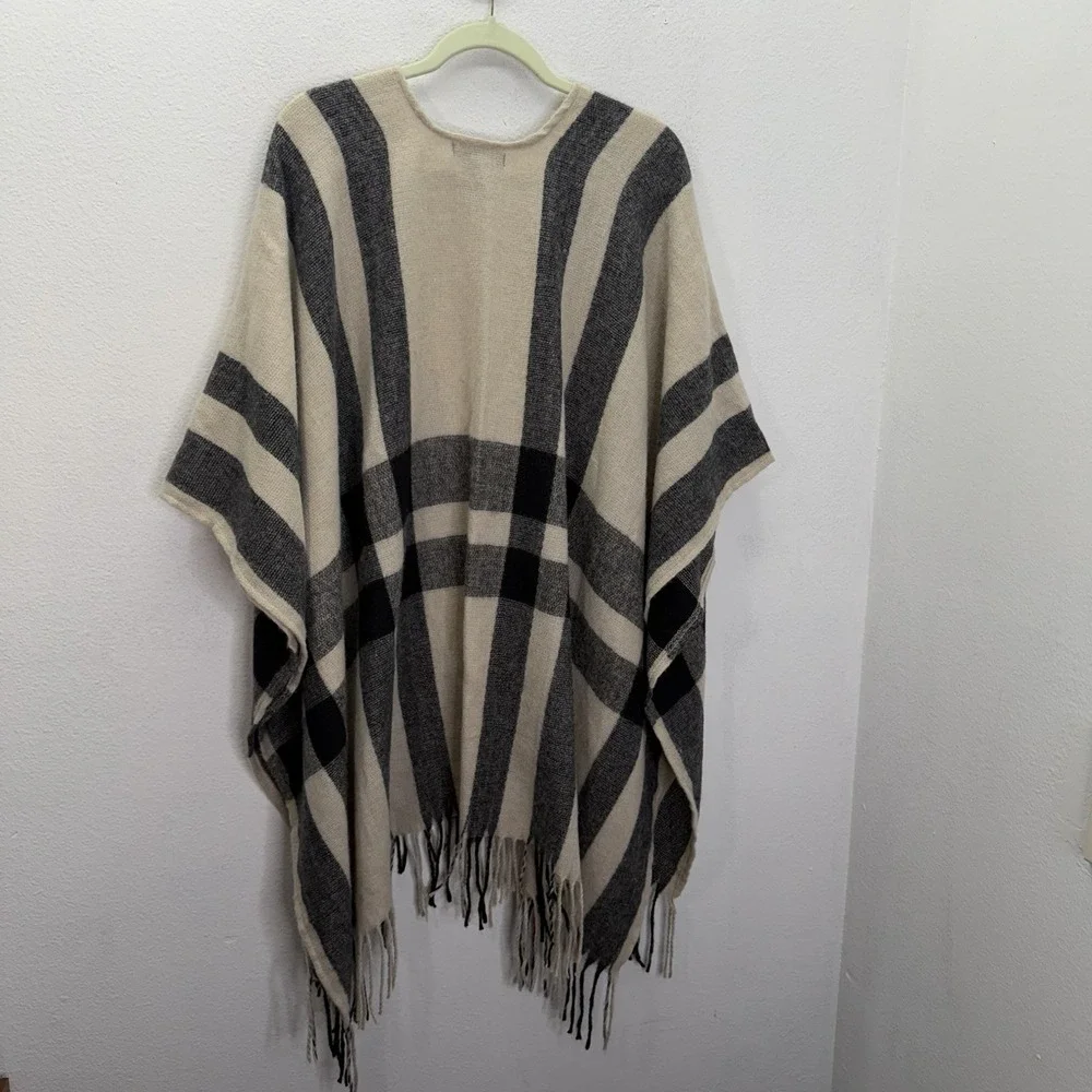 Banana Republic Cashmere Wool Blend Shawl Wrap Blanket Sweater OS Cabincore